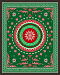 Green Red White Classic Mandala Rug