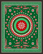 Green Red White Classic Mandala Rug