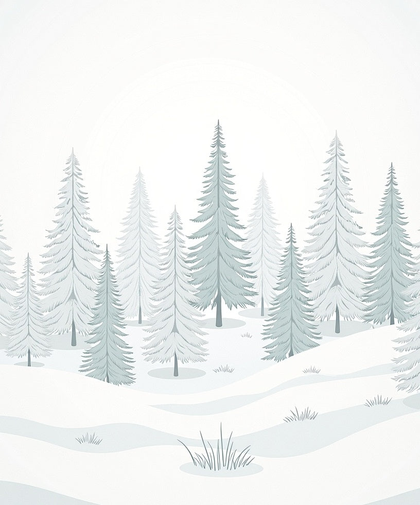Winter Snow Covered Forest Scene Rug