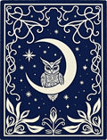Midnight Blue Owl Moon Stars Rug