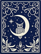 Midnight Blue Owl Moon Stars Rug