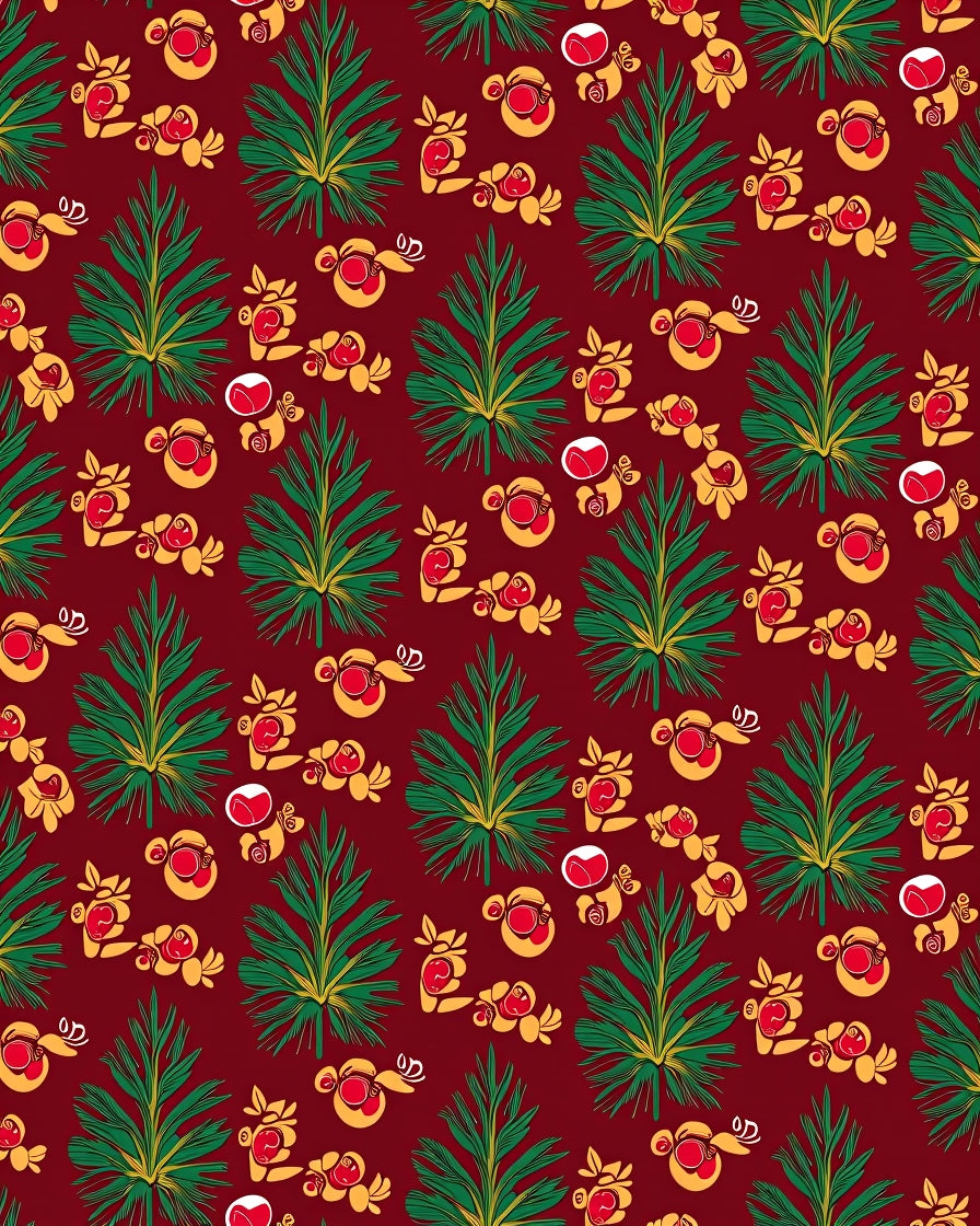Crimson Tropical Foliage And Floral Rug