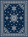 Classic Snowflake Bordered Navy Rug