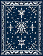 Classic Snowflake Bordered Navy Rug