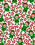Playful Green Elf Holiday Swirls Rug