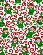 Playful Green Elf Holiday Swirls Rug