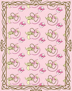 Soft Pink Floral Heart Swirl Rug