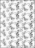 Black White Treble Clef Repeating Pattern Rug