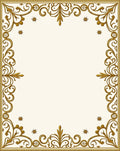 Ornate Gold Filigree Scroll Border Rug