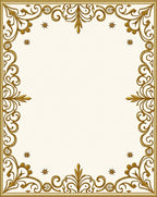 Ornate Gold Filigree Scroll Border Rug