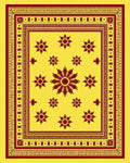Crimson Sunburst Medallions Yellow Rug