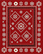Crimson White Snowflake Border Medallion Rug
