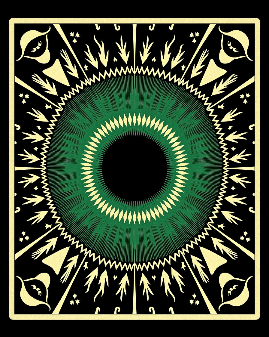 Green Yellow Eye Mandala Rug