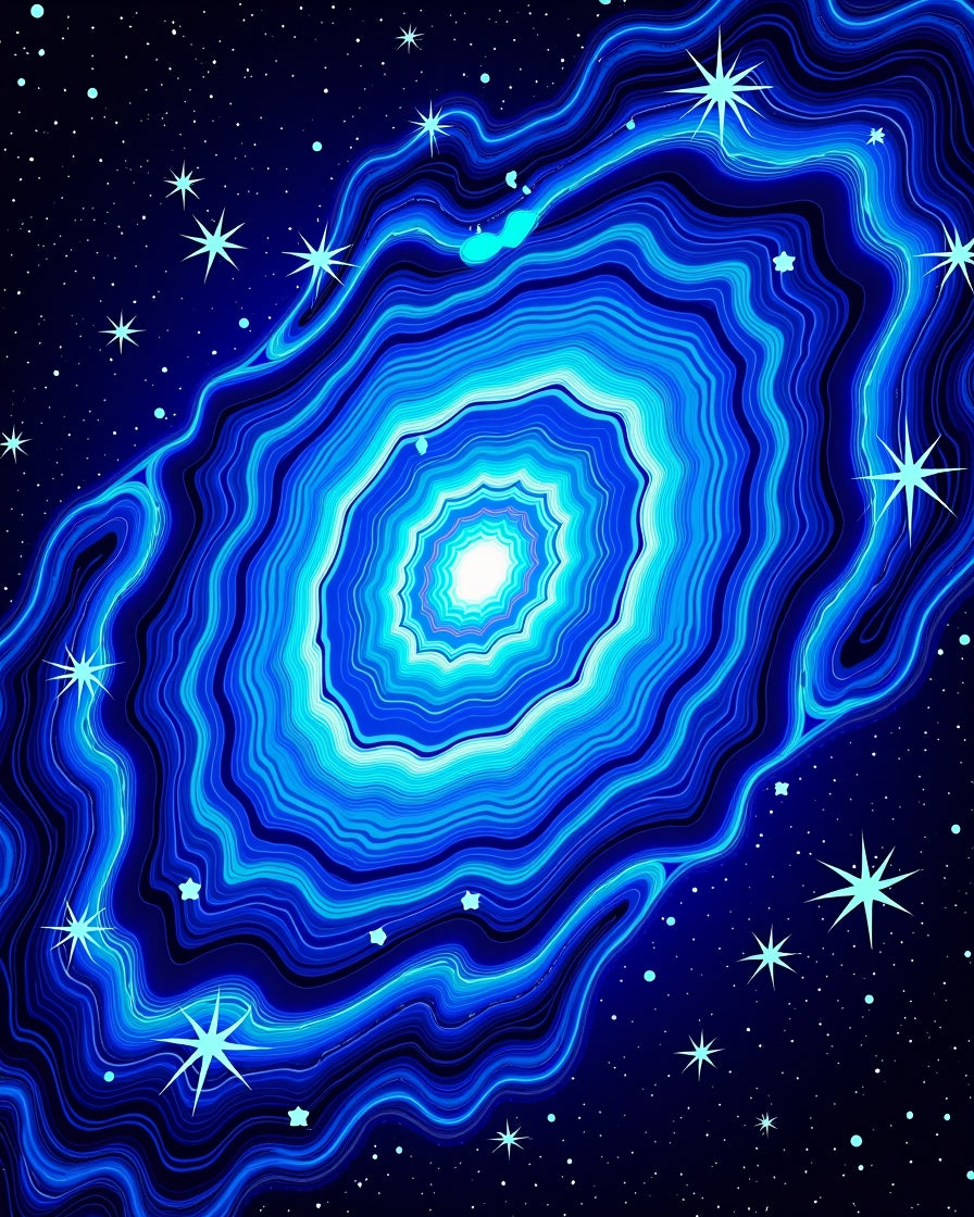 Radiant Blue Nebula Starry Night Rug