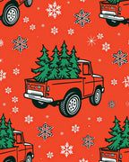 Red Orange Truck Snowflakes Collection Rug