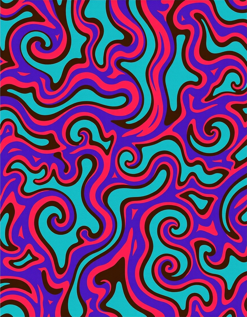 Psychedelic Swirls Magenta Turquoise Rug