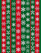Red Green Striped Snowflakes Rug