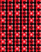 Bold Red Black Starburst Tile Rug