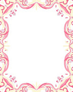 Pink Cream Swirl Floral Border Rug