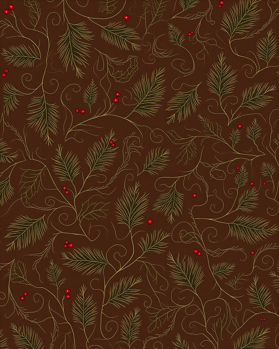 Brown Pine Needle Berry Garland Rug