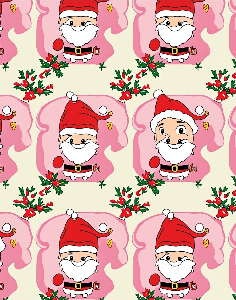 Cute Santa Claus Christmas Holly Rug