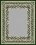 Dark Green Cream Scrollwork Frame Rug