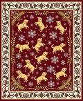 Burgundy Golden Dog Snowflakes Border Rug