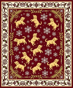 Burgundy Golden Dog Snowflakes Border Rug