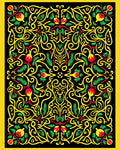 Vibrant Yellow Red Floral Swirl Rug