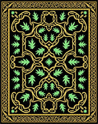 Golden Vine Leaf Black Floral Rug