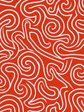 Crimson Swirl Abstract Line Art Rug