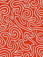 Crimson Swirl Abstract Line Art Rug