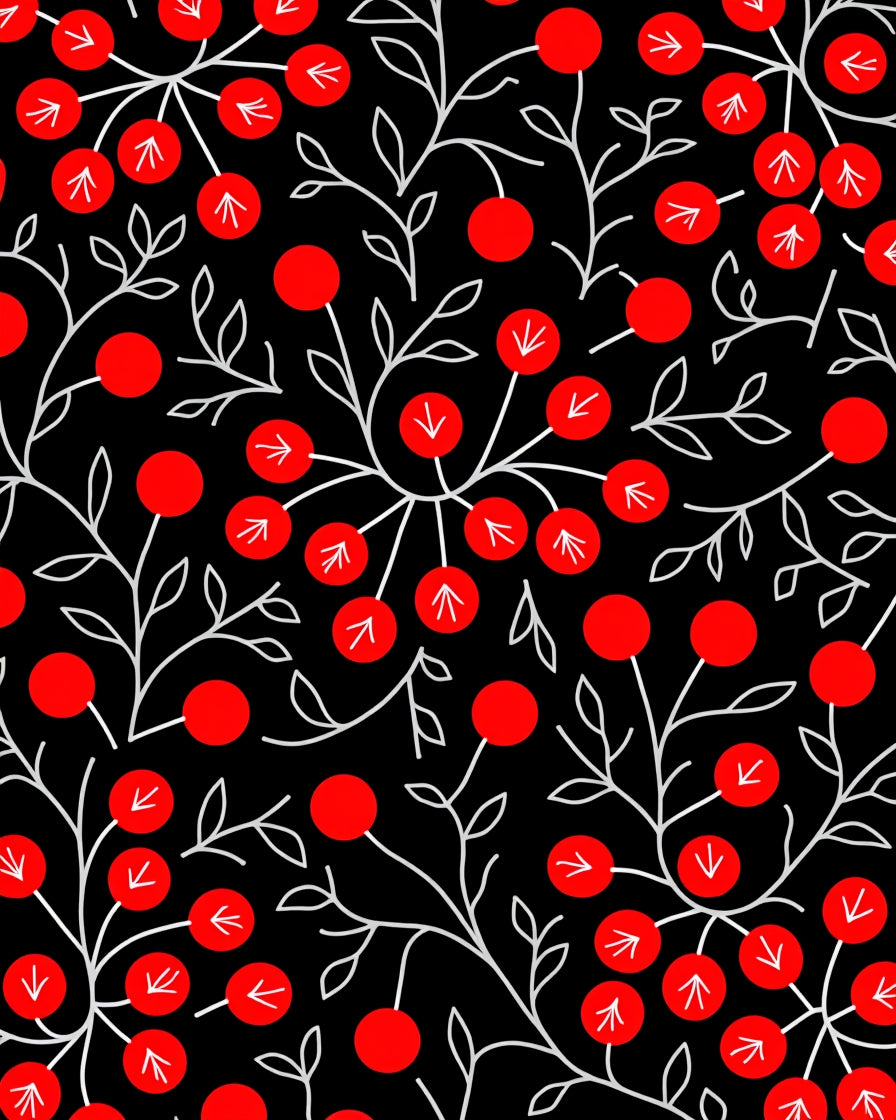 Bold Red Berry Vine Arrangement Rug