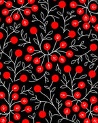 Bold Red Berry Vine Arrangement Rug