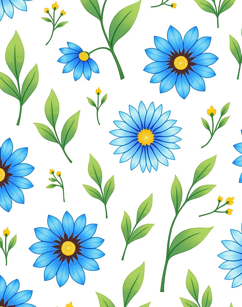 Vibrant Blue Dahlia Botanical Medley Rug