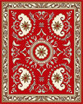 Crimson Ivory Floral Medallion Border Rug