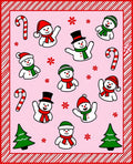 Whimsical Snowman Candy Cane Christmas Trees Rug