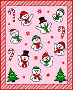 Whimsical Snowman Candy Cane Christmas Trees Rug