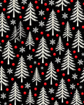 Black White Pine Snowflakes Berry Rug