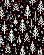 Black White Pine Snowflakes Berry Rug