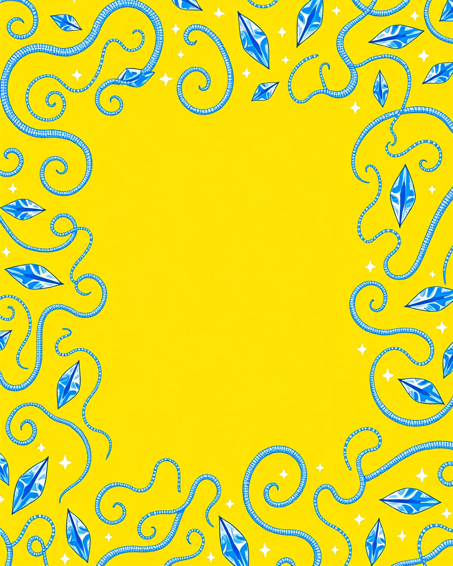 Whimsical Blue Serpent Crystal Swirls Rug