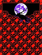 Red Black Raven Moon Graphic Rug