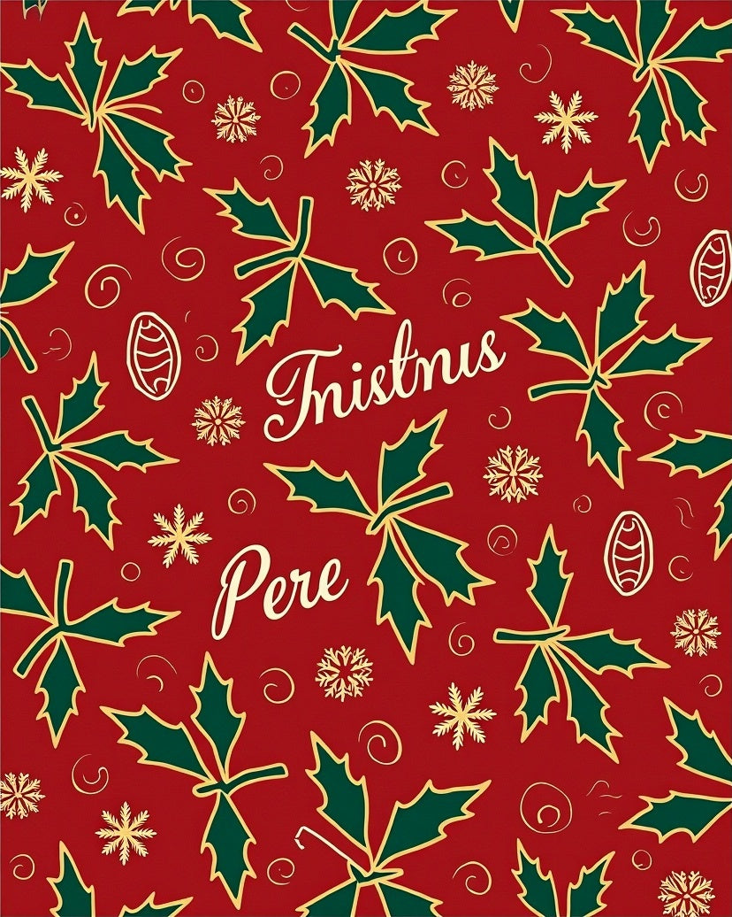 Christmas Holly Snowflake Scroll Red Rug