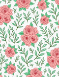 Coral Pink Roses and Leaves Rug