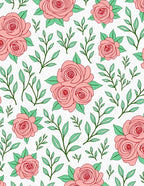 Coral Pink Roses and Leaves Rug