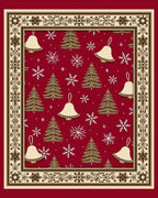 Crimson Bell Tree Snowflake Holiday Rug