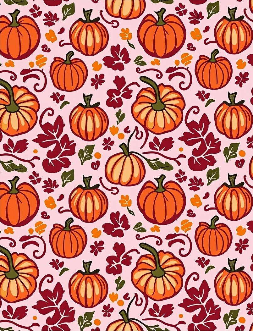 Autumn Pumpkin Leaf Swirls Rug
