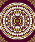 Crimson Gold Floral Mandala Rug