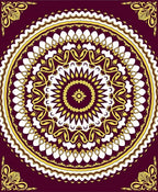 Crimson Gold Floral Mandala Rug