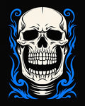 Vivid Blue Flame Skull Rug